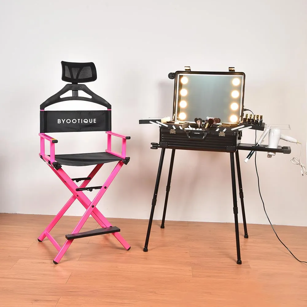 TheLAShop 28" Artist Makeup Chair Tall Directors Chair Adjust Headrest