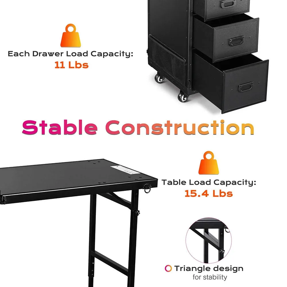 TheLAShop Makeup Station Detachable Nail Tech Table with Slide Drawers