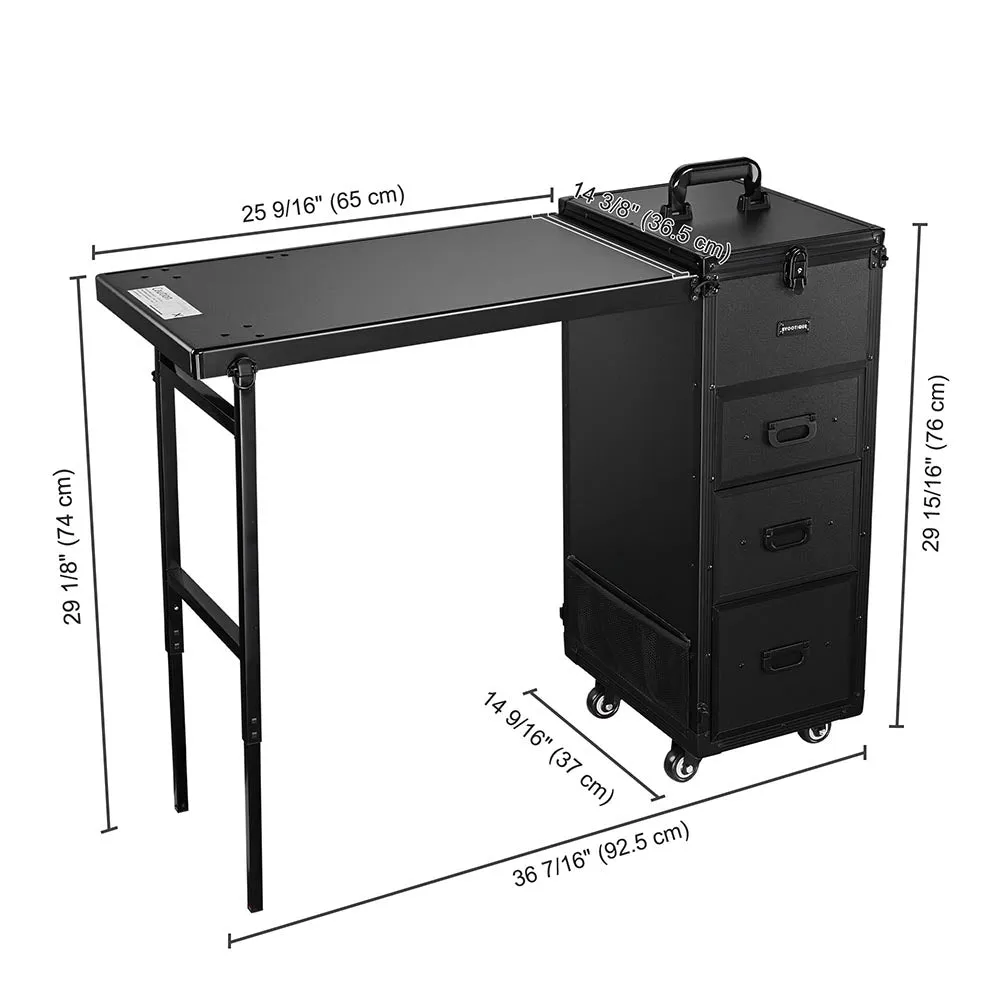 TheLAShop Makeup Station Detachable Nail Tech Table with Slide Drawers