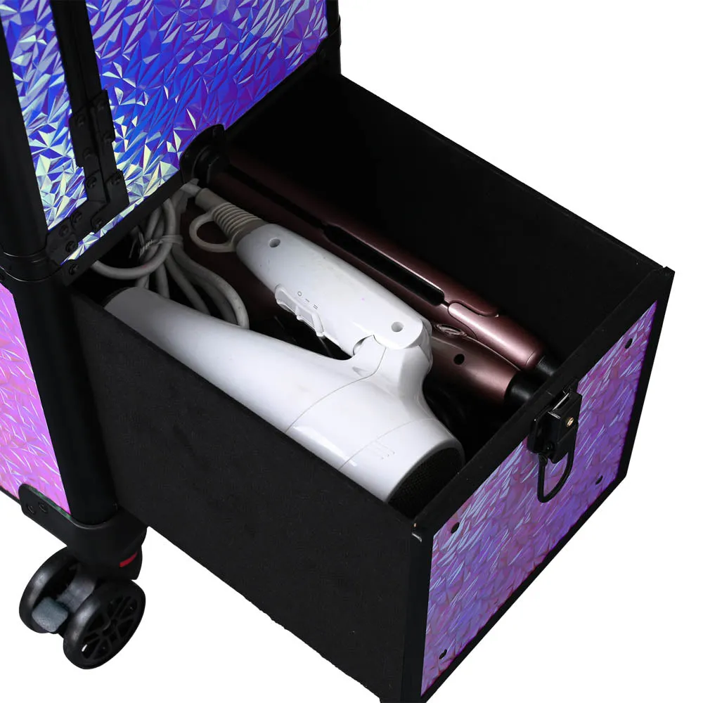 TheLAShop Rolling Makeup Case with Drawers Compartments Mermaid Purple