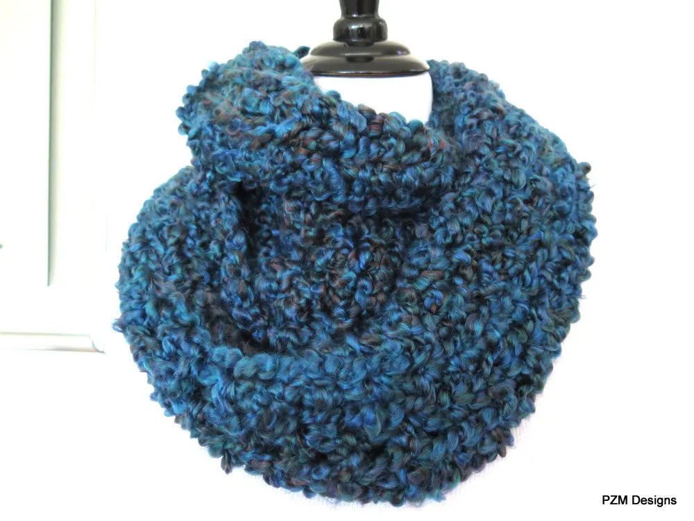 Thick Teal Crochet Infinity Scarf