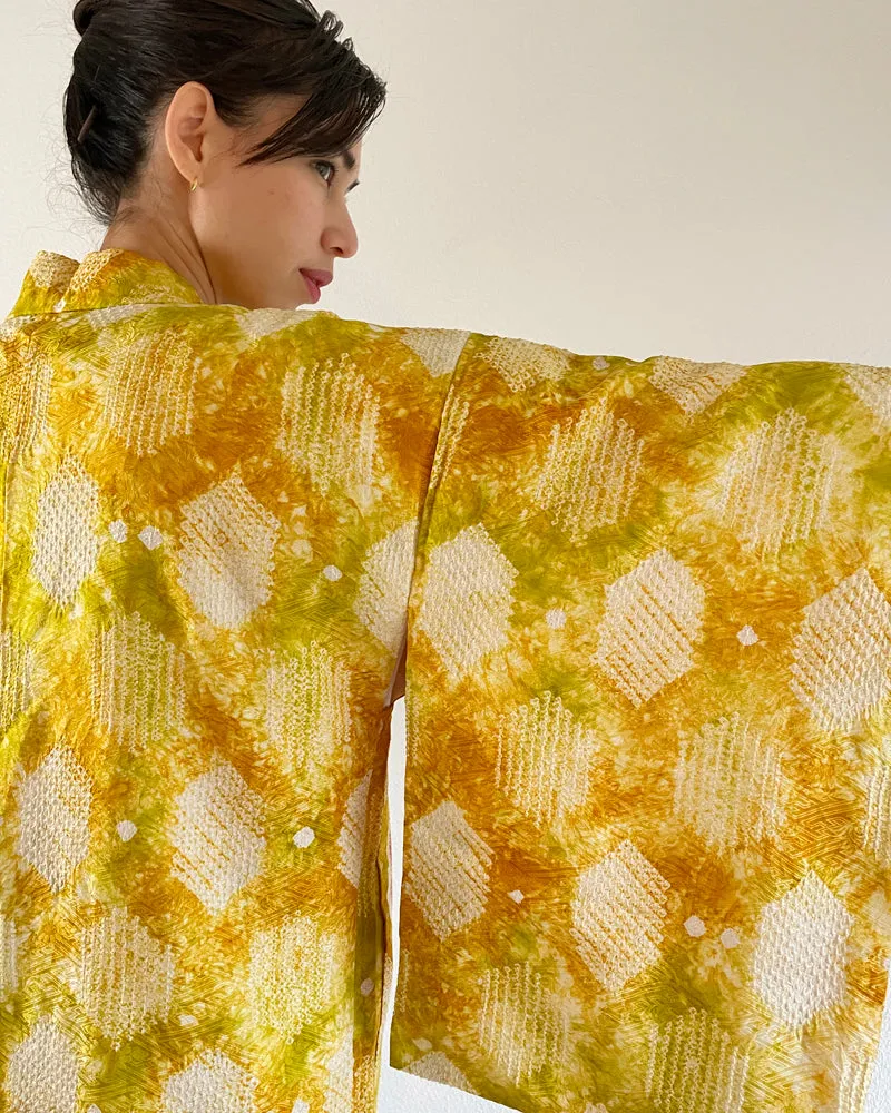 Tortoise Shell Shibori Haori Kimono Jacket