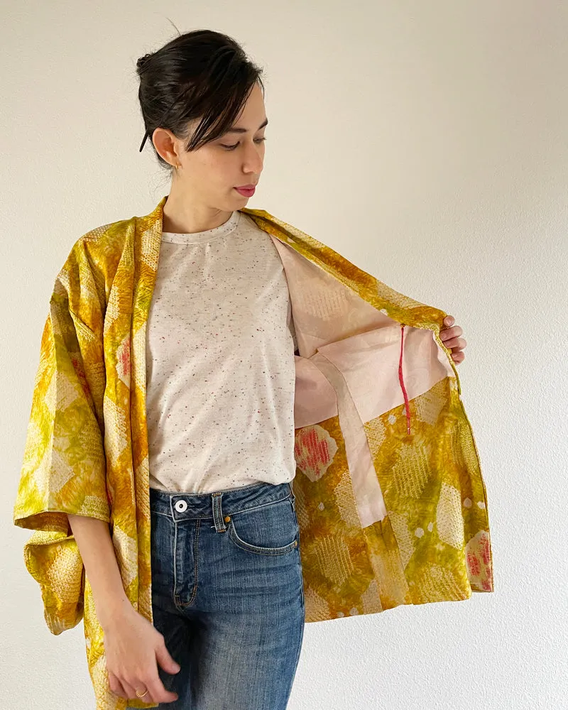 Tortoise Shell Shibori Haori Kimono Jacket