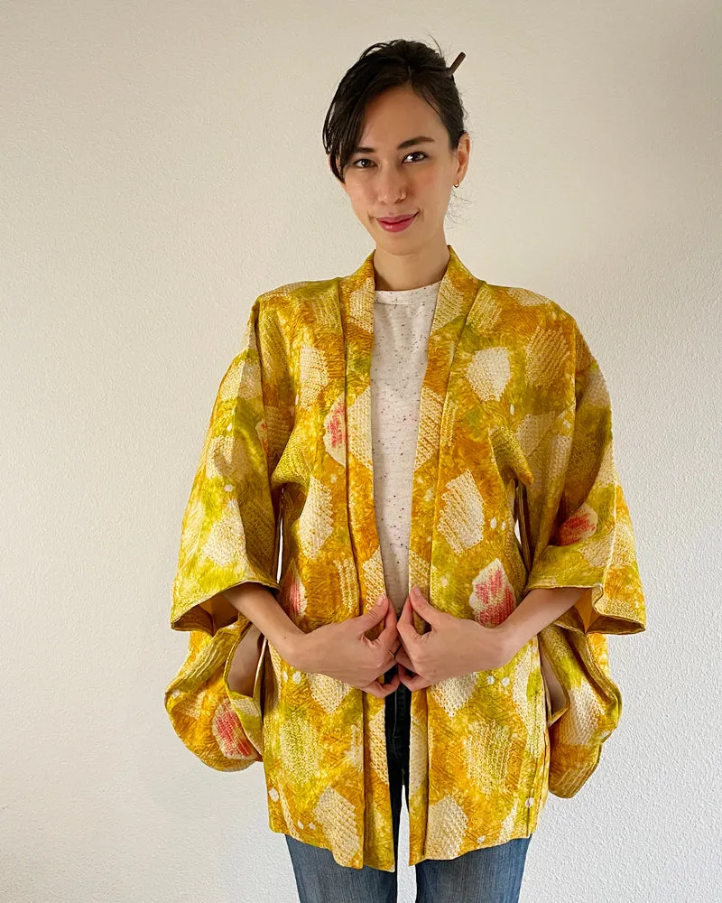 Tortoise Shell Shibori Haori Kimono Jacket