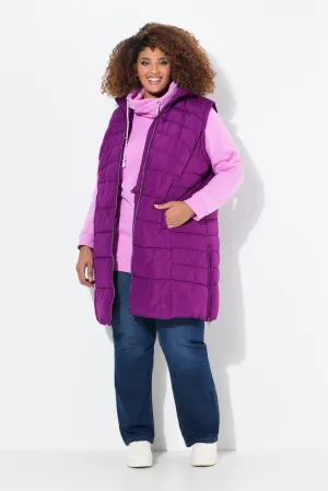 Ulla Popken Quilted Gilet in Purple