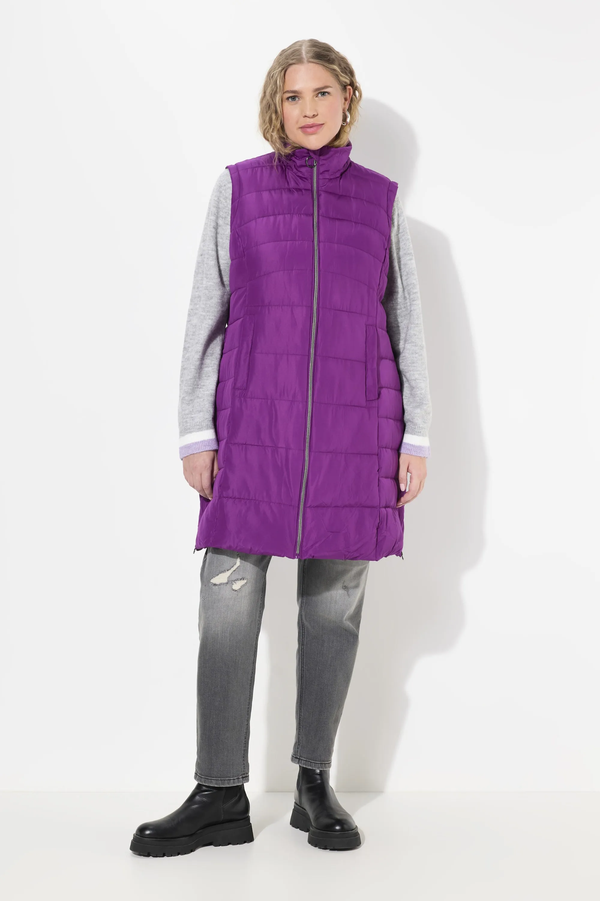 Ulla Popken Quilted Gilet in Purple