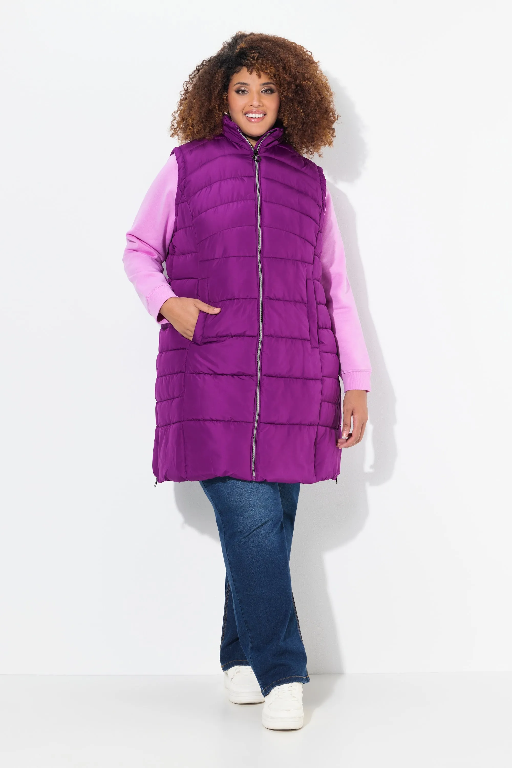 Ulla Popken Quilted Gilet in Purple