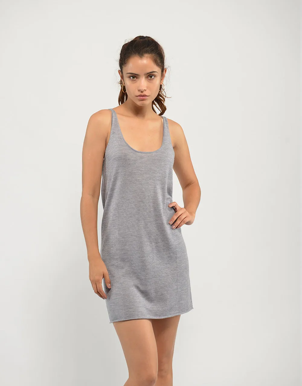 Ultrafine Cashmere Slip Dress in Slate