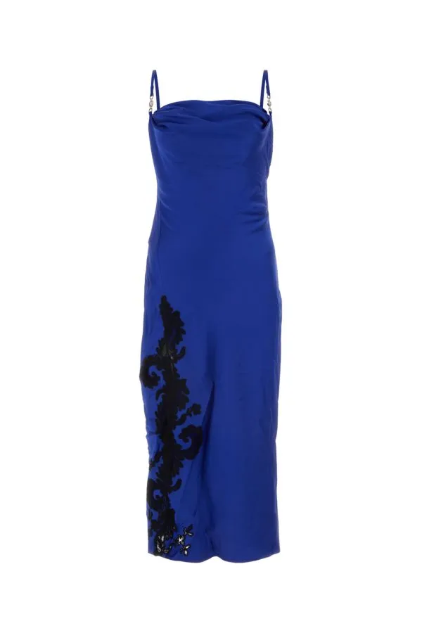 VERSACE | Blue satin slip dress