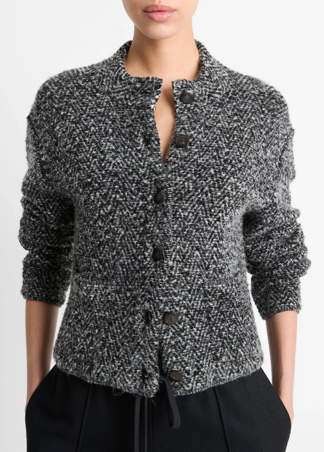 Vince Herringbone Textured Cardi Jacket