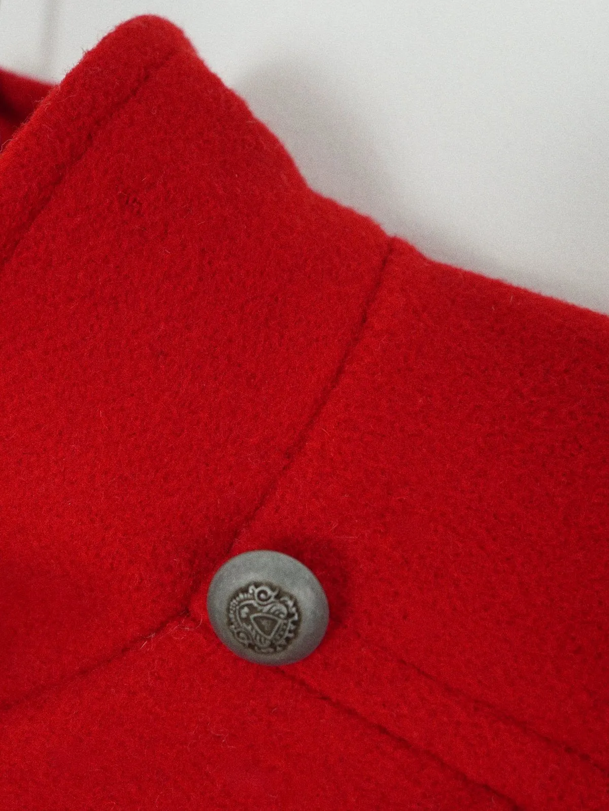 Vintage Lipstick Red Pleated Wool Cape