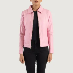 Vixen Pink Classic Collar Leather Jacket