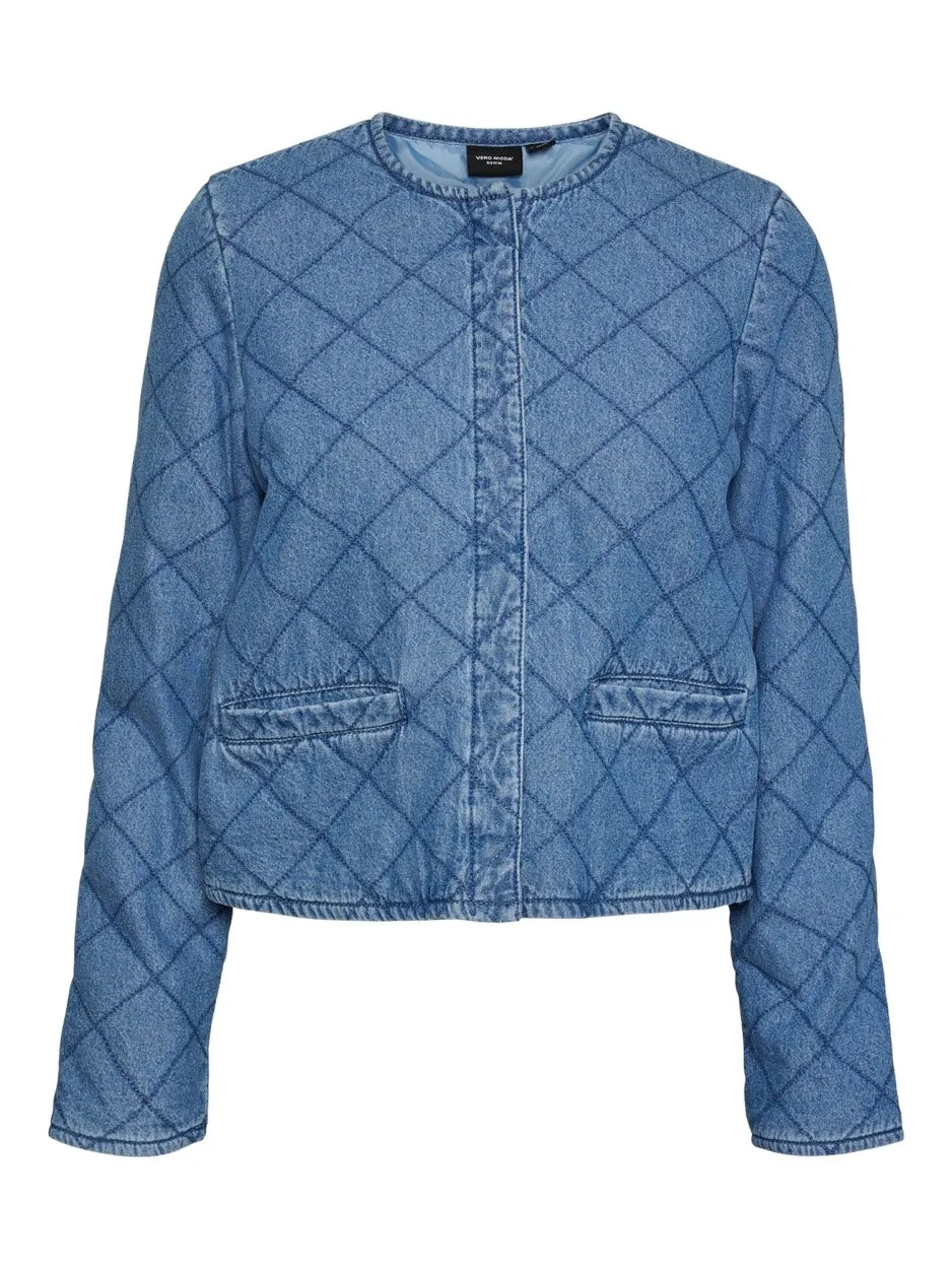 Vmolive Ld Denim Quilted Jacket Yo - Blue Denim