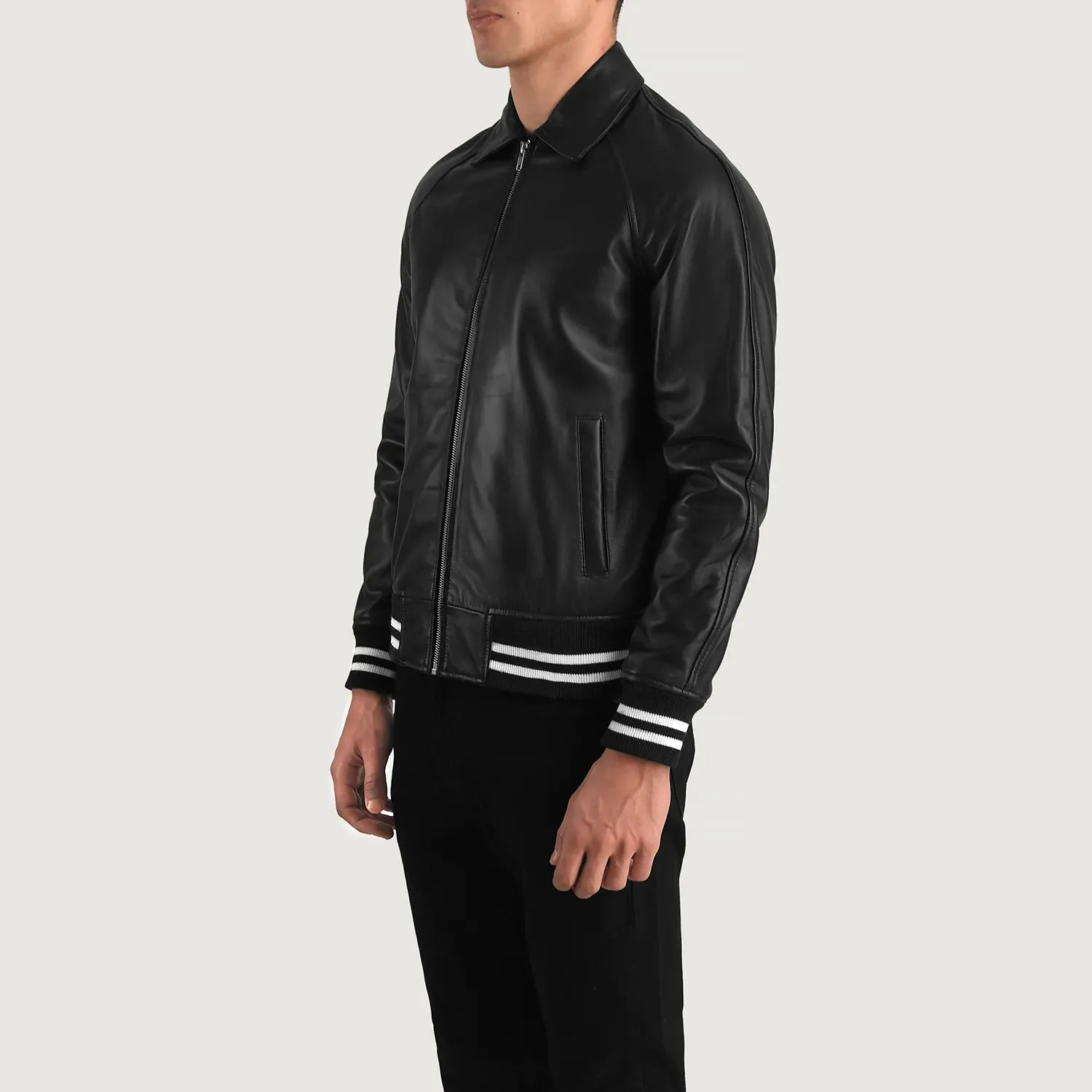 Walton Black Leather Varsity Jacket