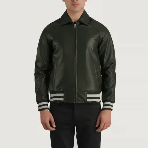 Walton Green Leather Varsity Jacket