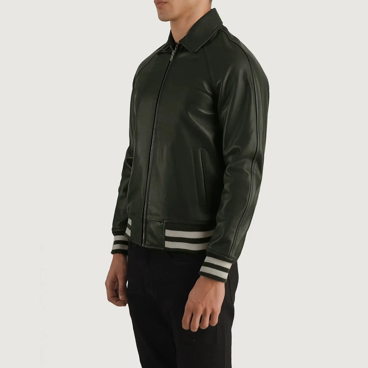 Walton Green Leather Varsity Jacket