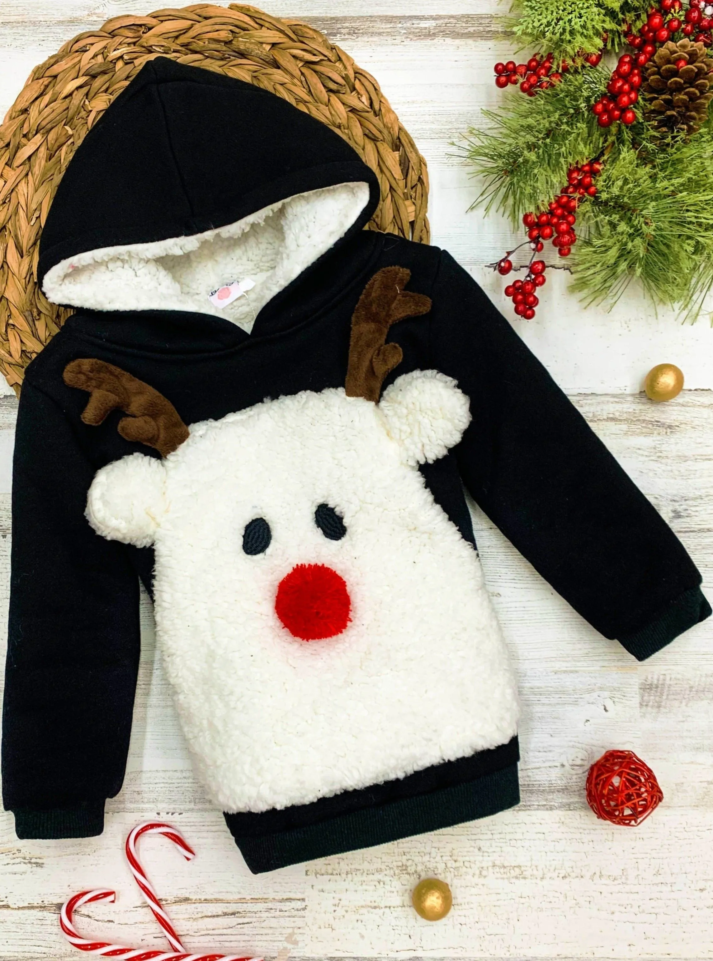 Warm and Cozy Fleece Lined Reindeer Hoodie