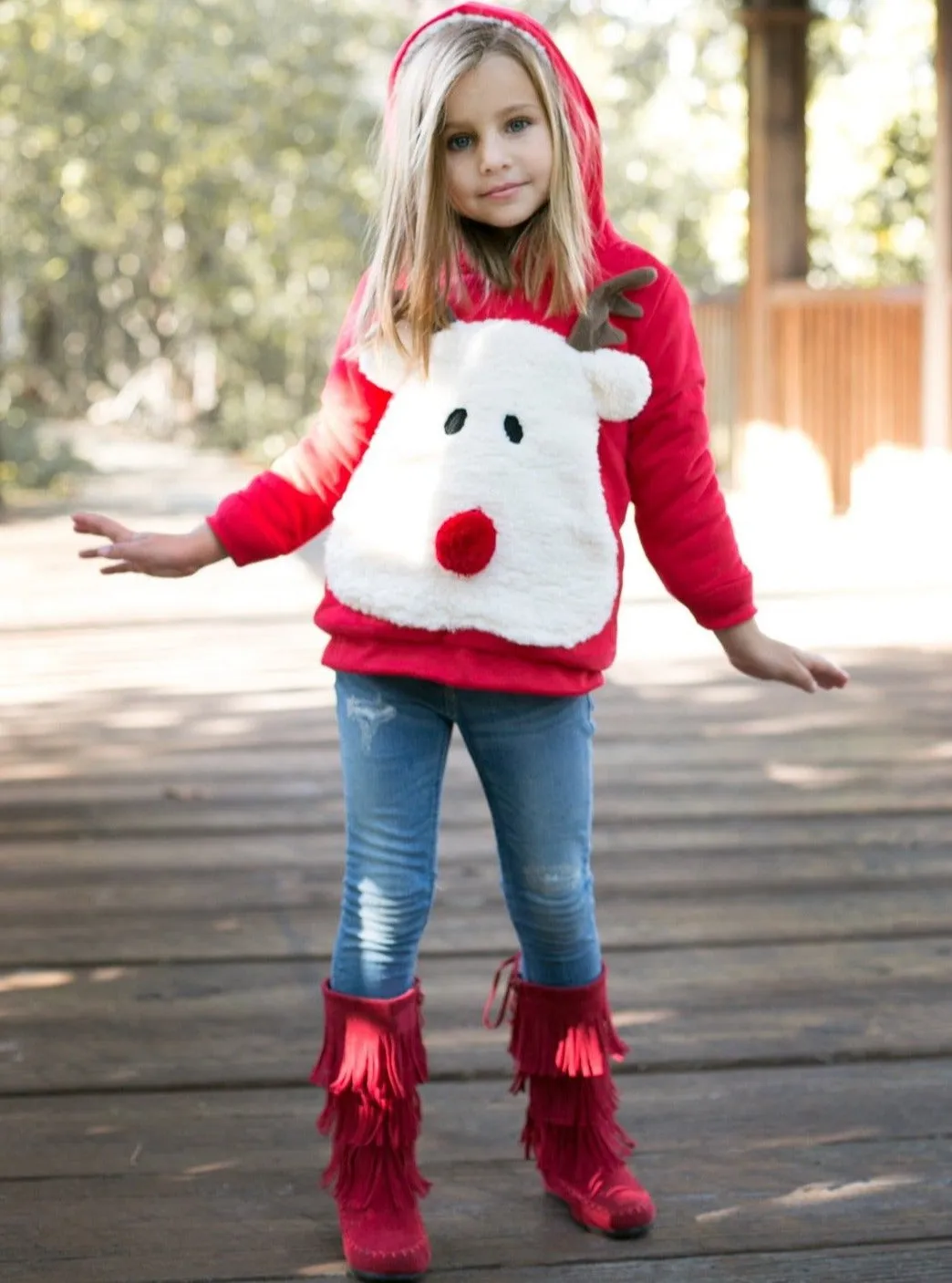 Warm and Cozy Fleece Lined Reindeer Hoodie