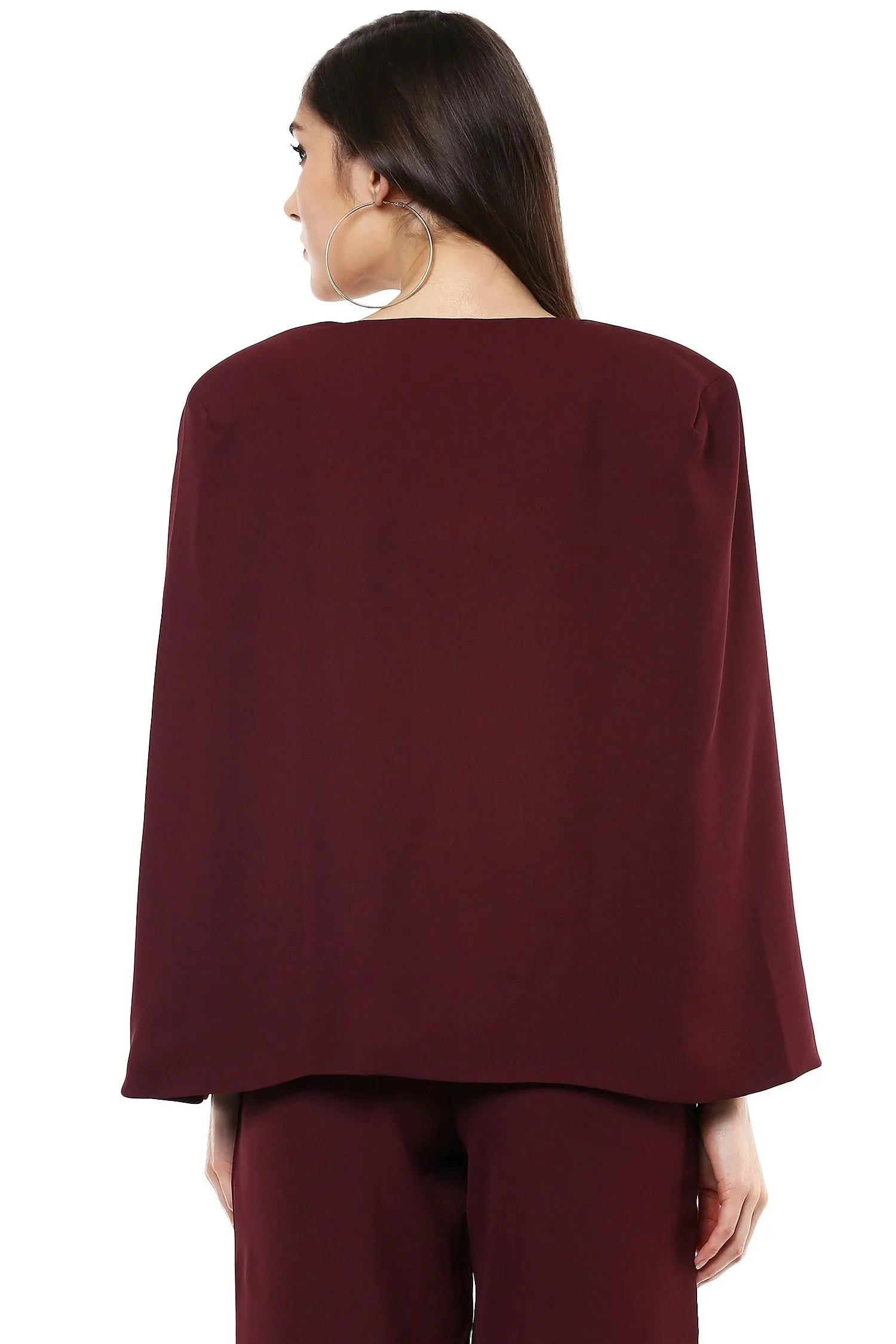 Women Maroon Cape Jacket