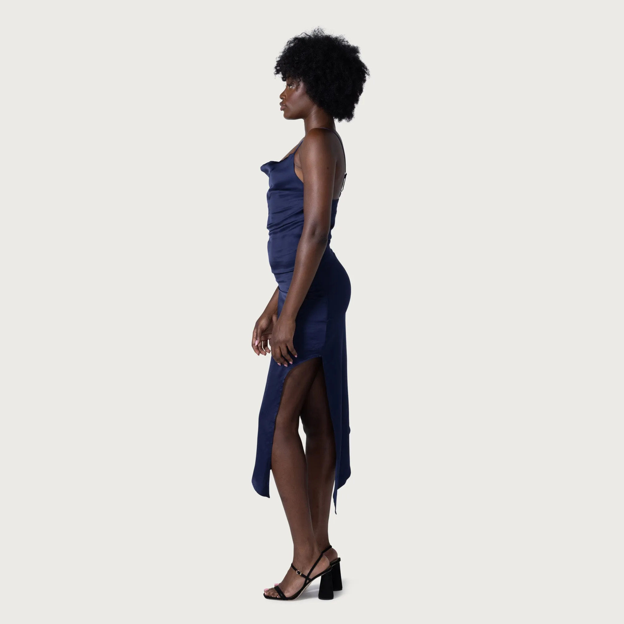 Womens Slip Curved Midi - Blue