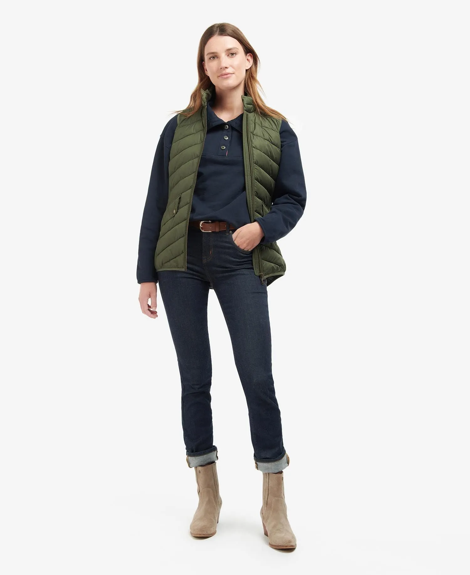 Women's Stretch Cavalry Gilet - Olive Marl