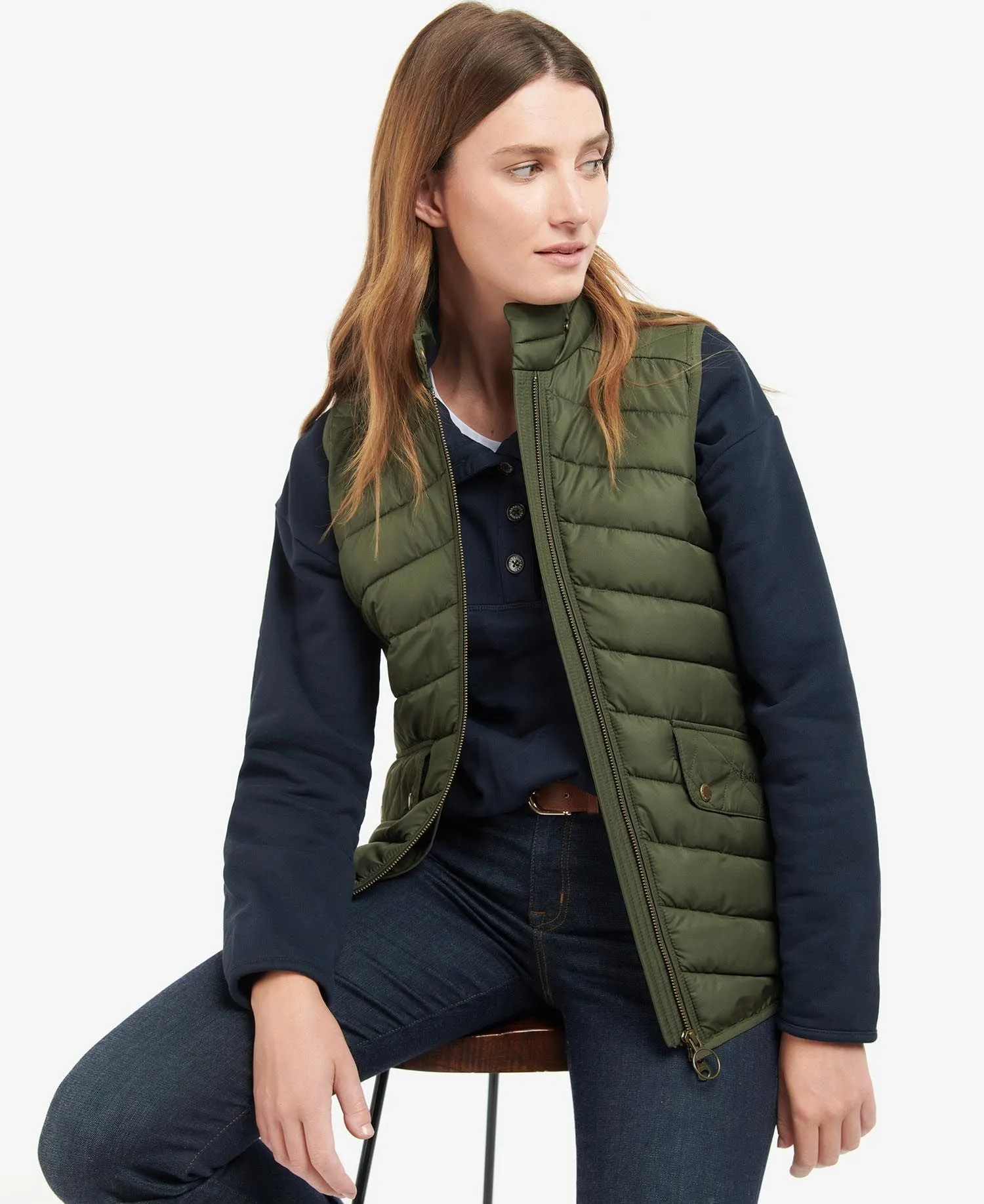 Women's Stretch Cavalry Gilet - Olive Marl