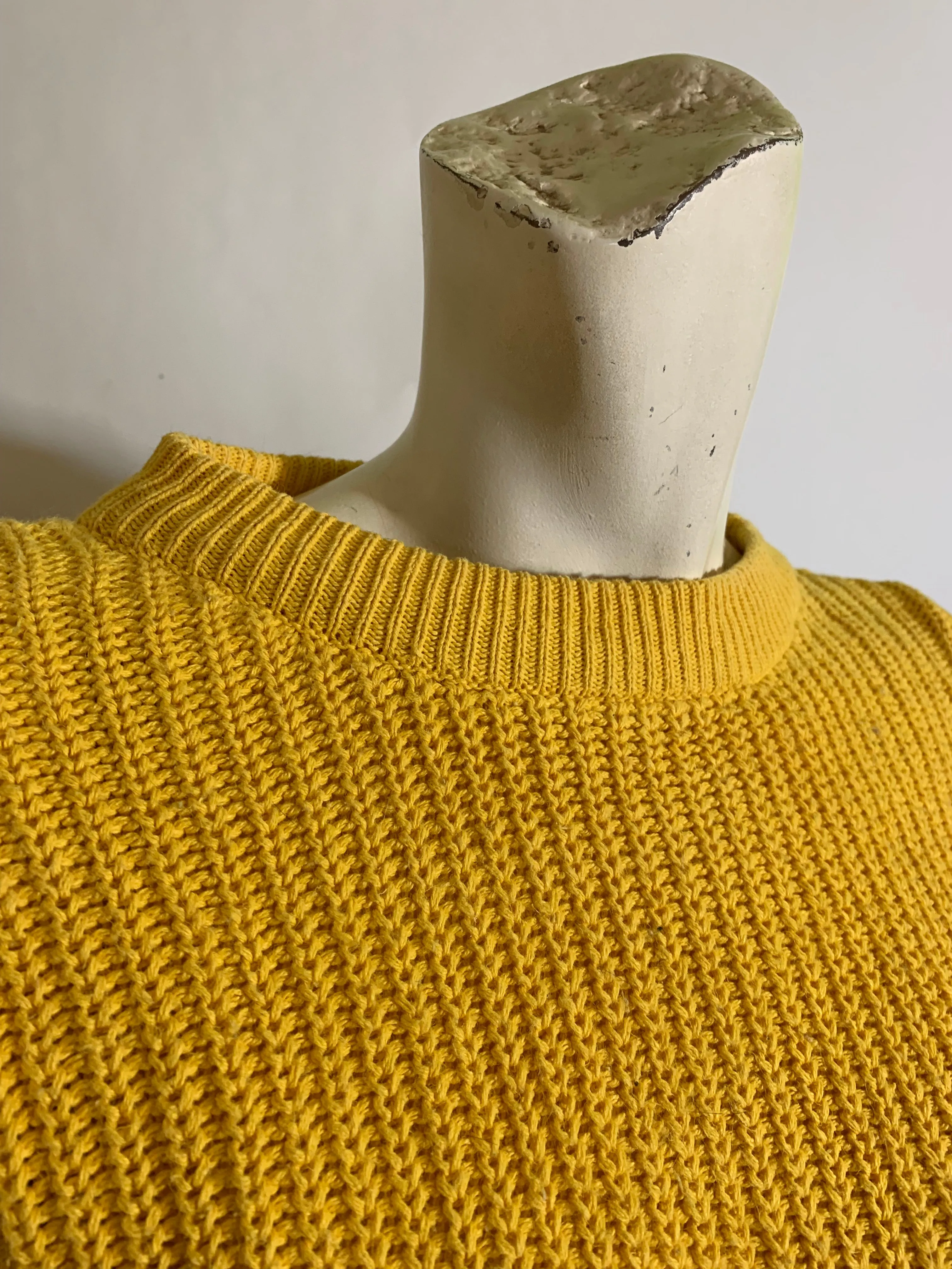 Yellow Classic Cropped Big Shoulder Sweater circa 1980s