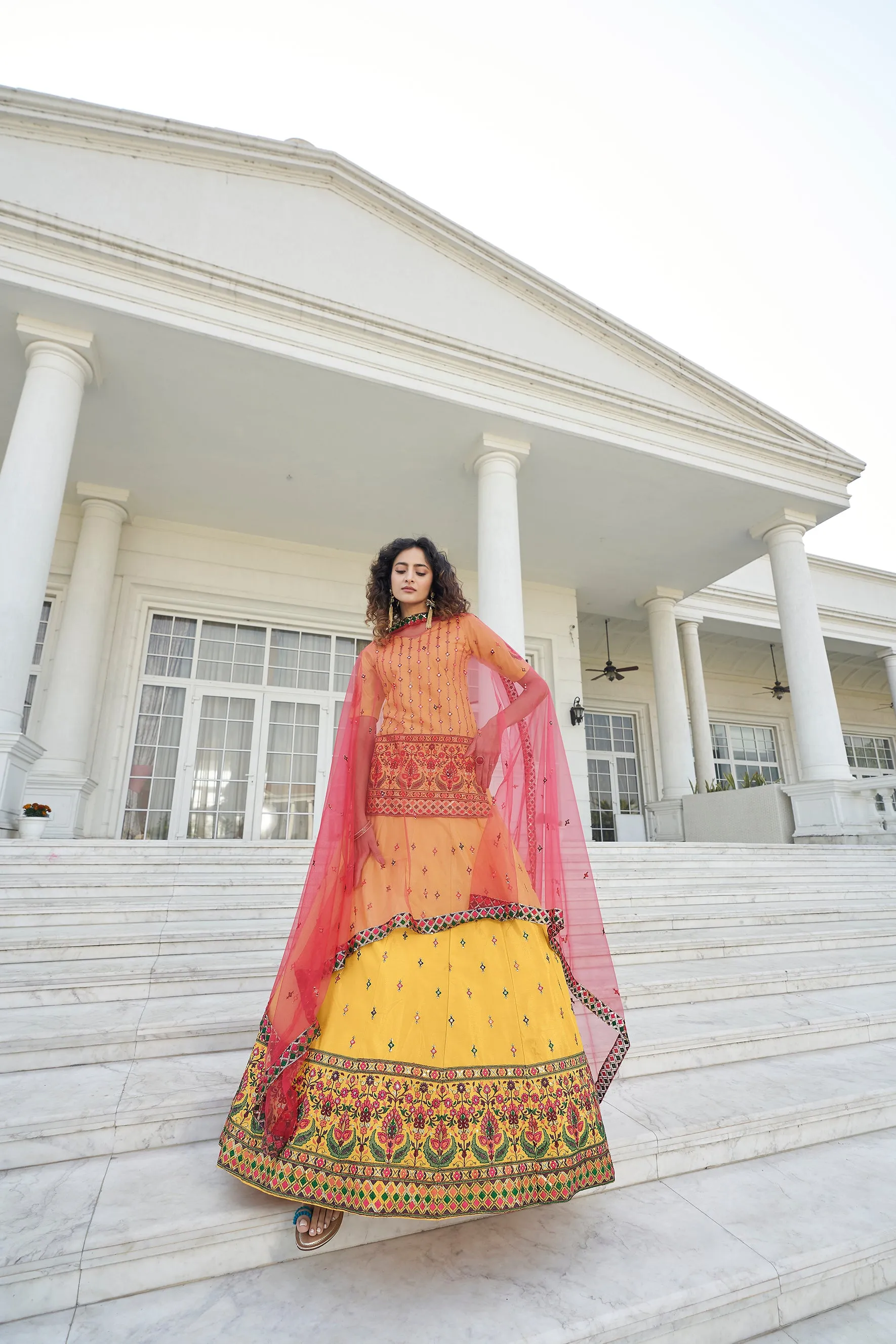 Yellow Color Gota Patti Work Designer Lehenga Suit