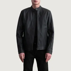 Zen Matte Black Leather Biker Jacket