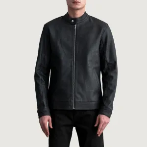 Zen Tumbled Black Leather Biker Jacket